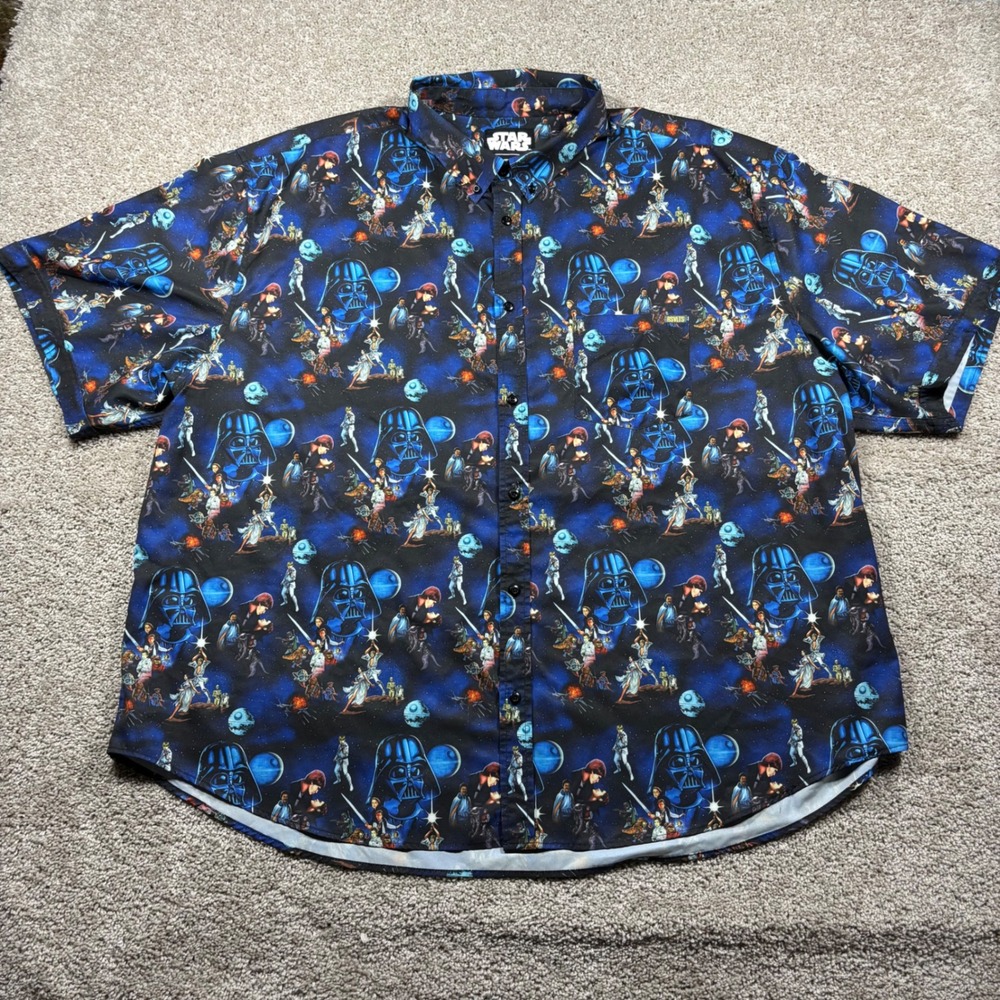 RSVLTS Star Wars The Trilogy Kunuflex Button Down Shirt Mens 4XL Character Print - Picture 2 of 9